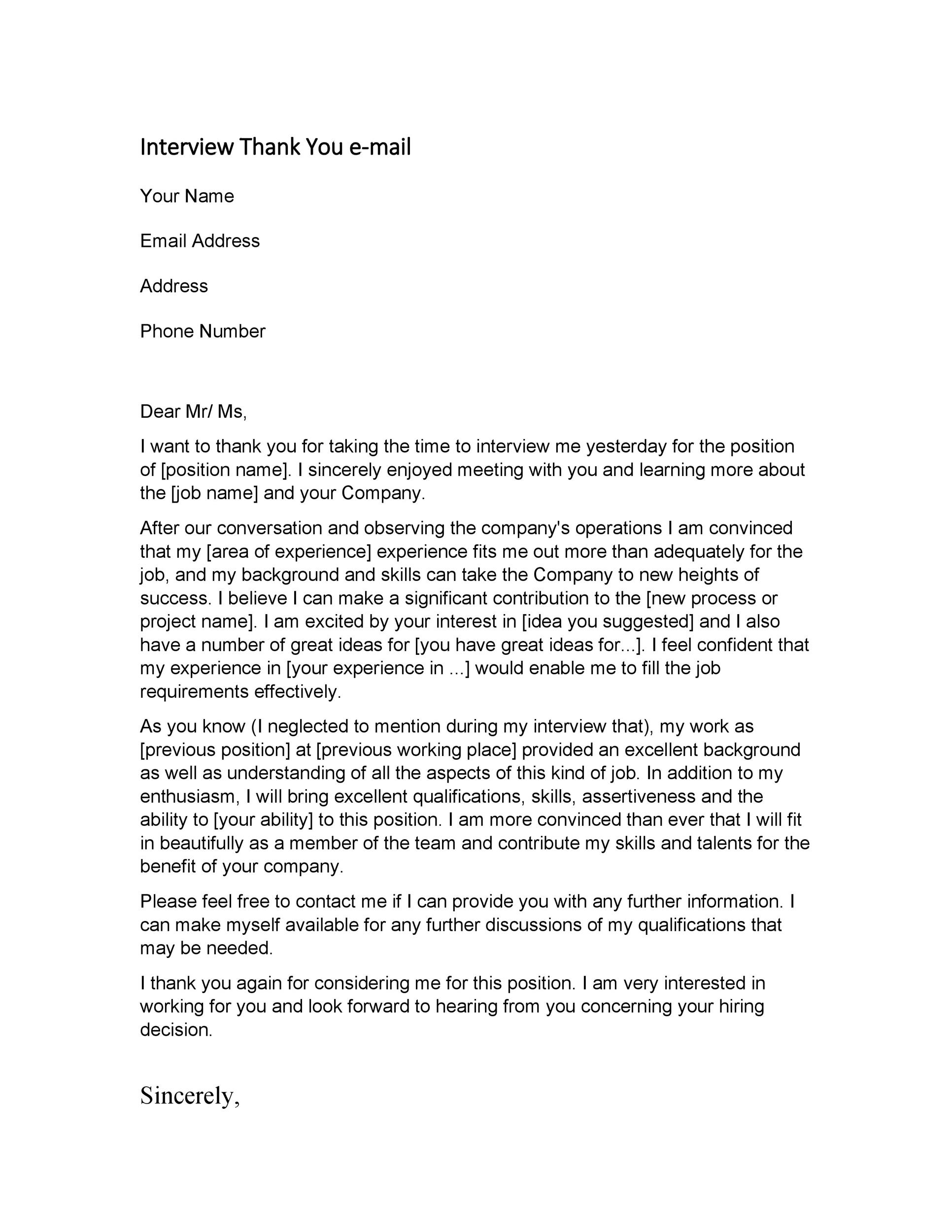 Post-Interview Appreciation Email Example