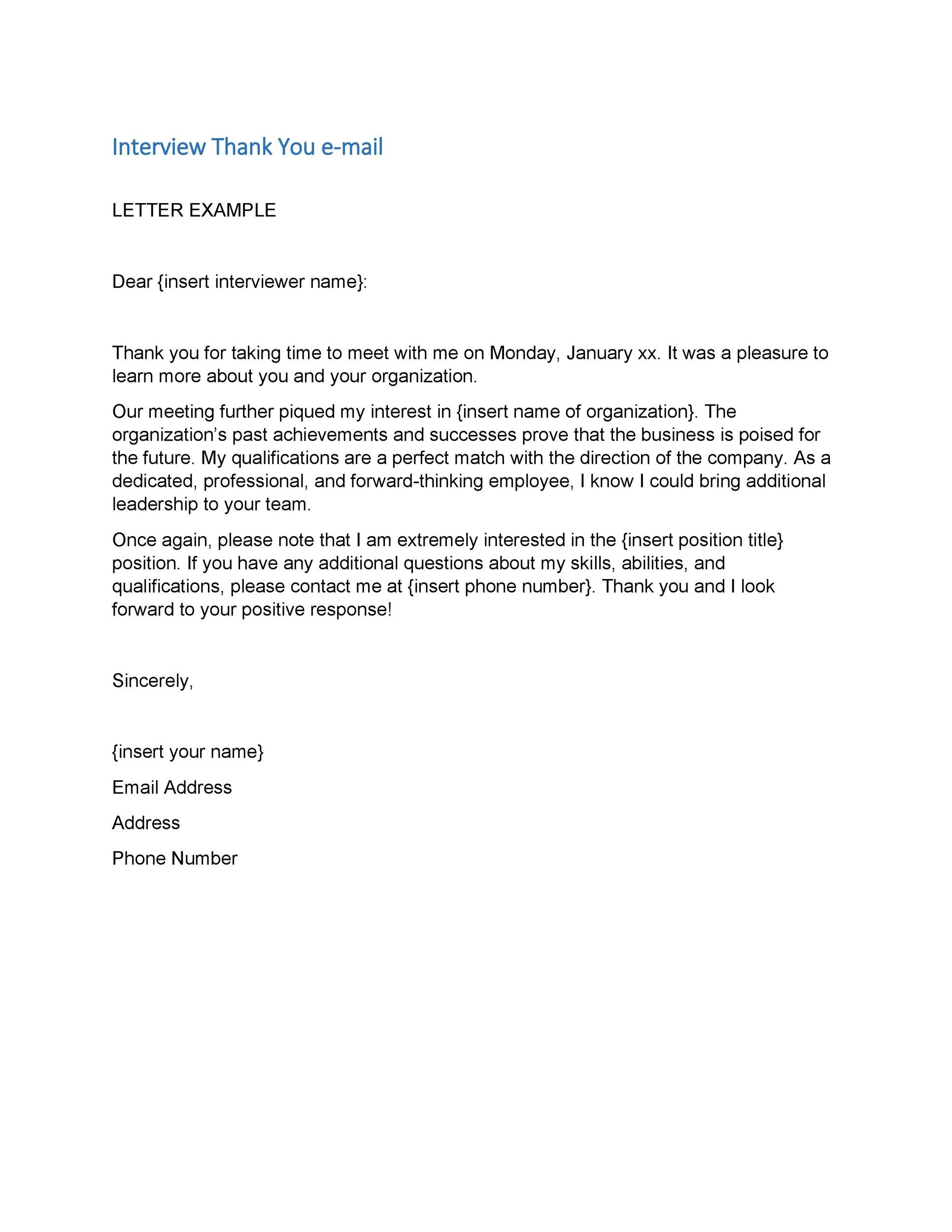 Interview Thank You Email - Letter Example