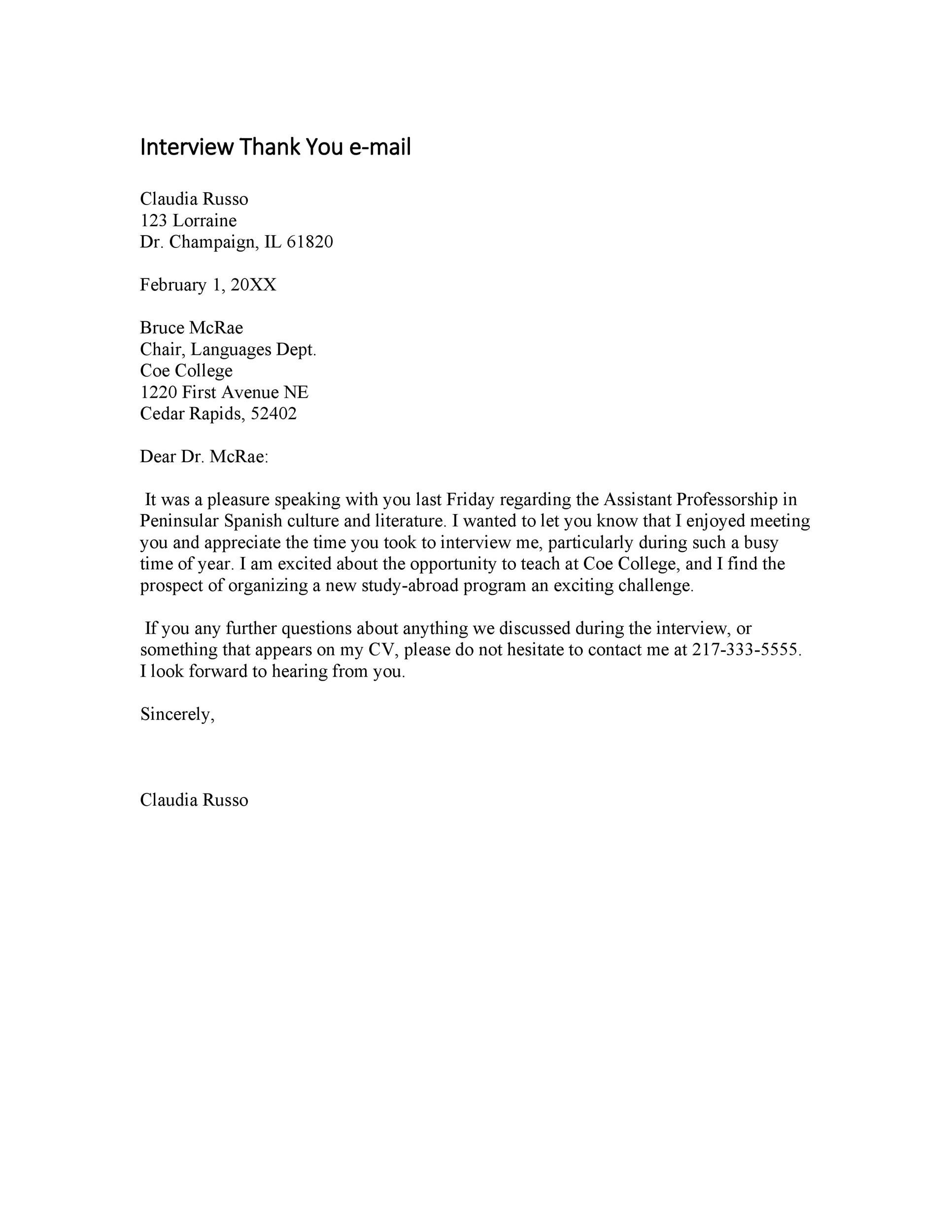 Thank You for the Interview Sample