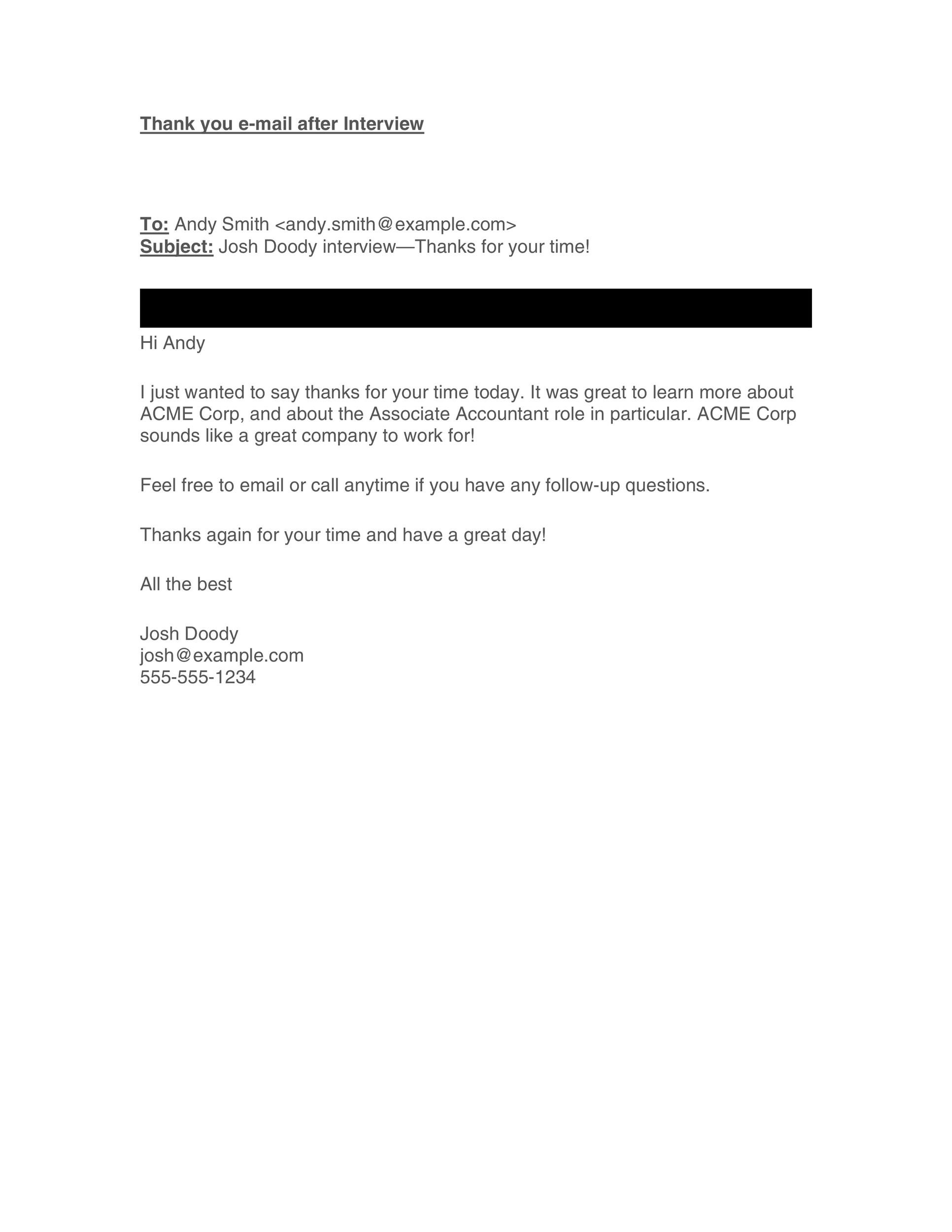Post-Interview Appreciation Email Template