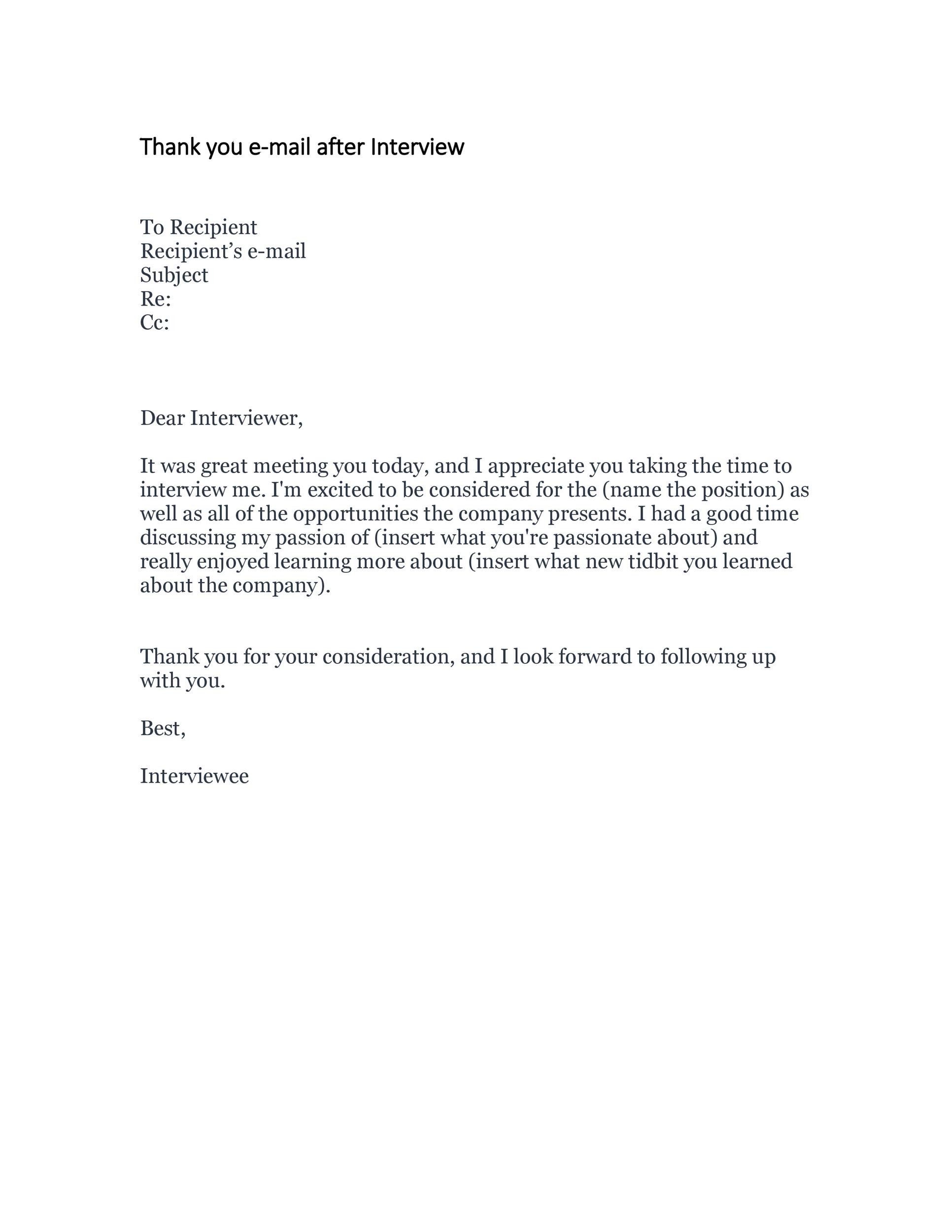 Short Thank You Email After Interview