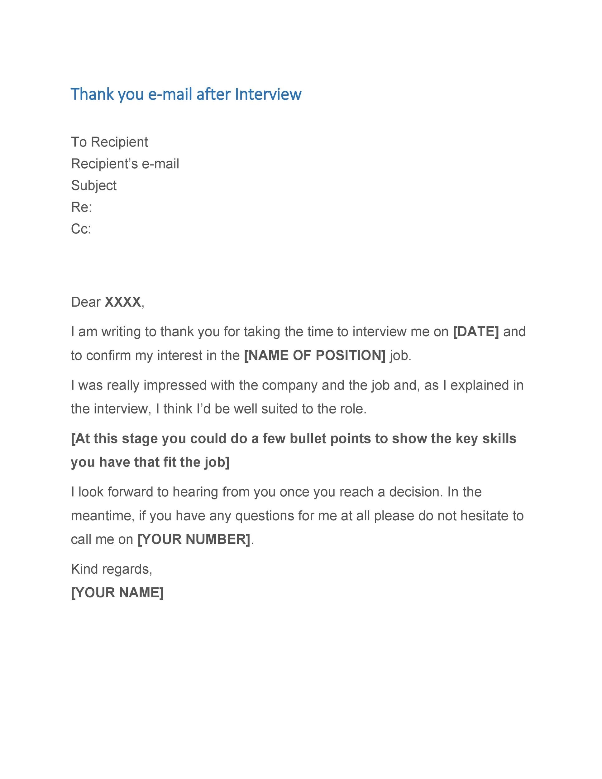 Sample Thank You Letter After Interview